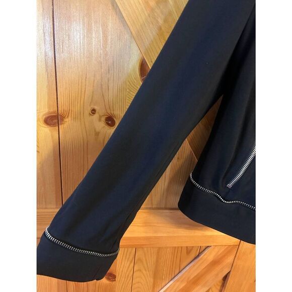 Etcetera Womens Moto Jacket Black Zip Pockets Snap Collar Size 10 (5359) - Picture 4 of 6